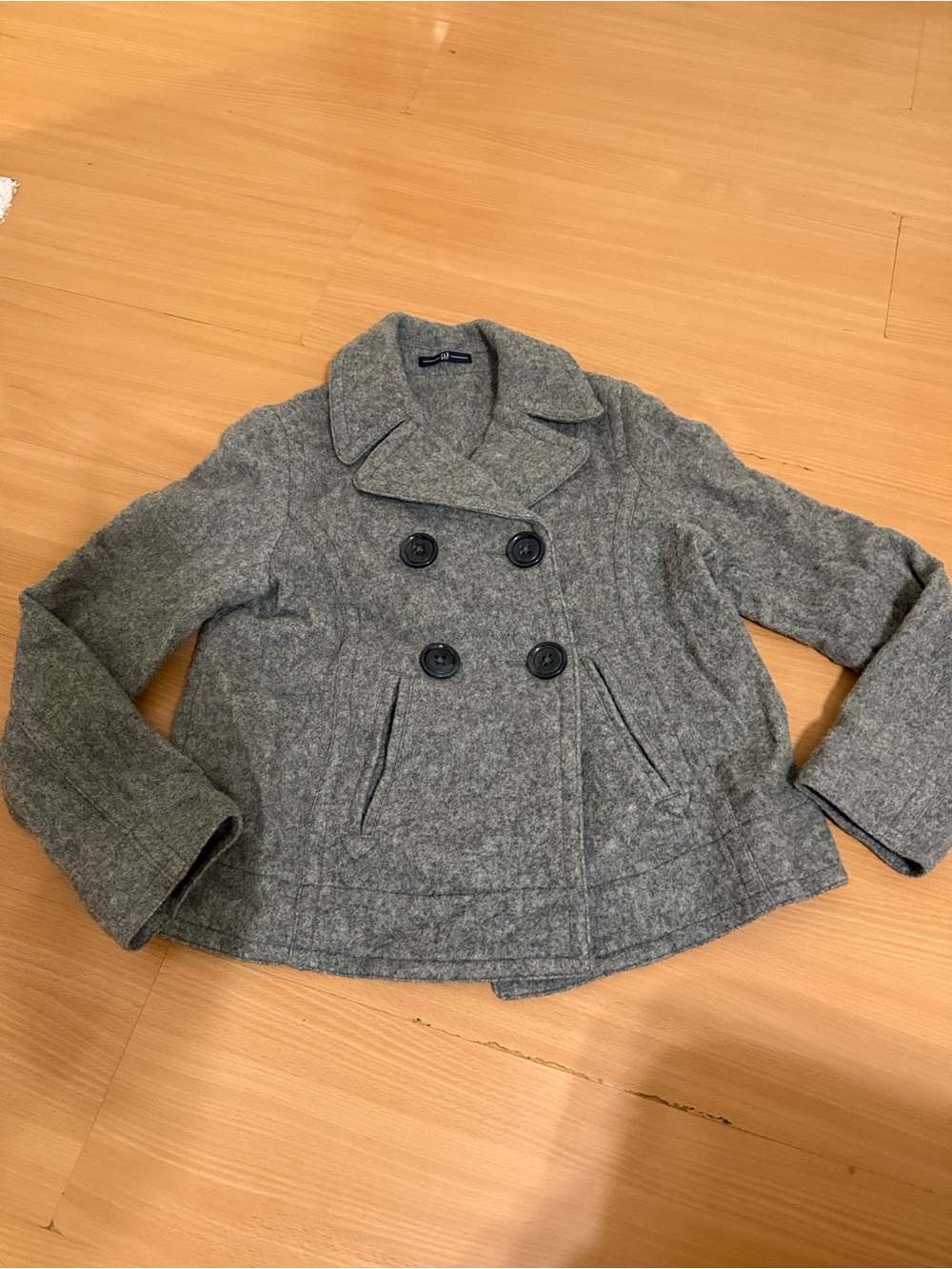 GAP Girls Gray Double-Breasted Peacoat